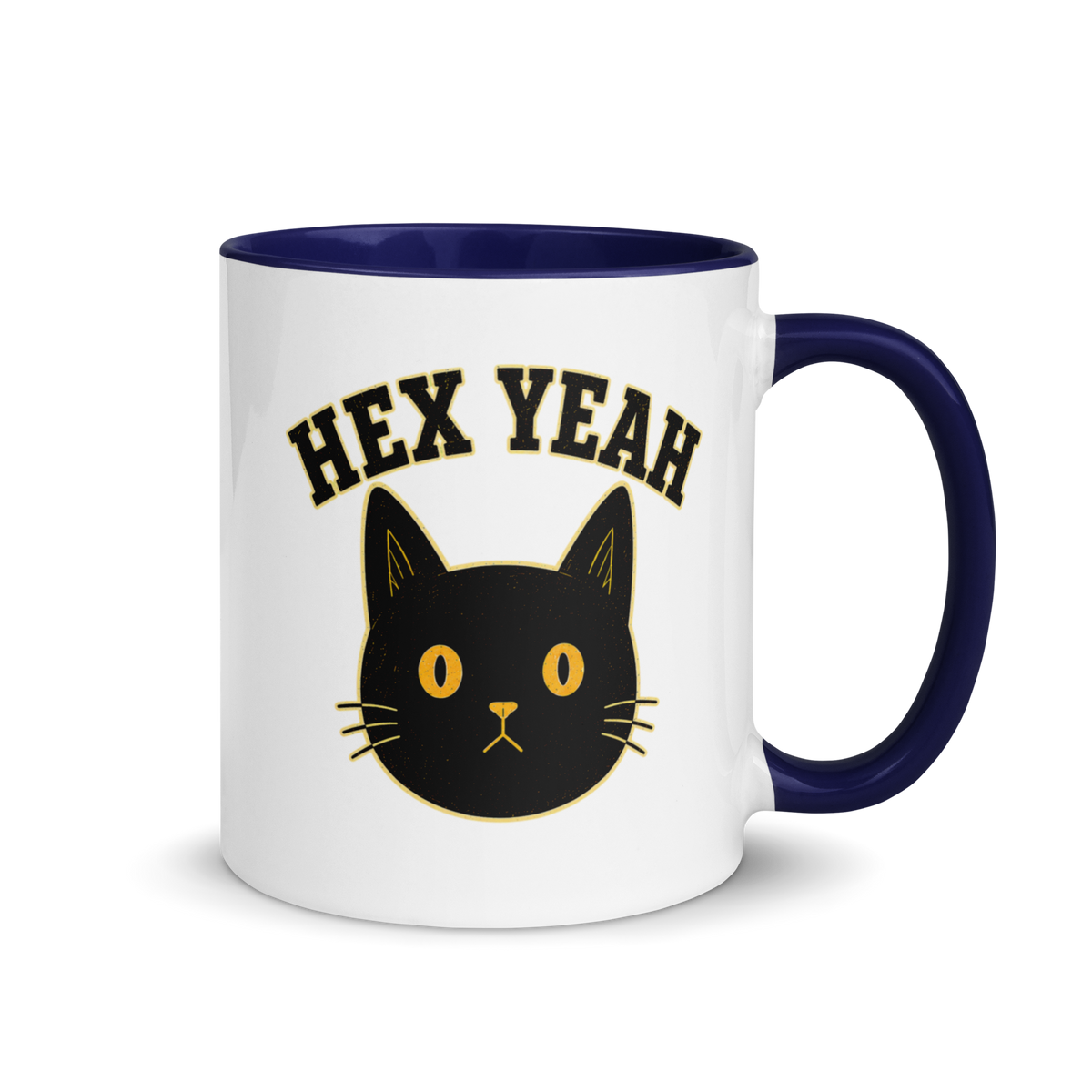 Hex Yeah Colored Mug – Dark Blue 11 oz, handle on right