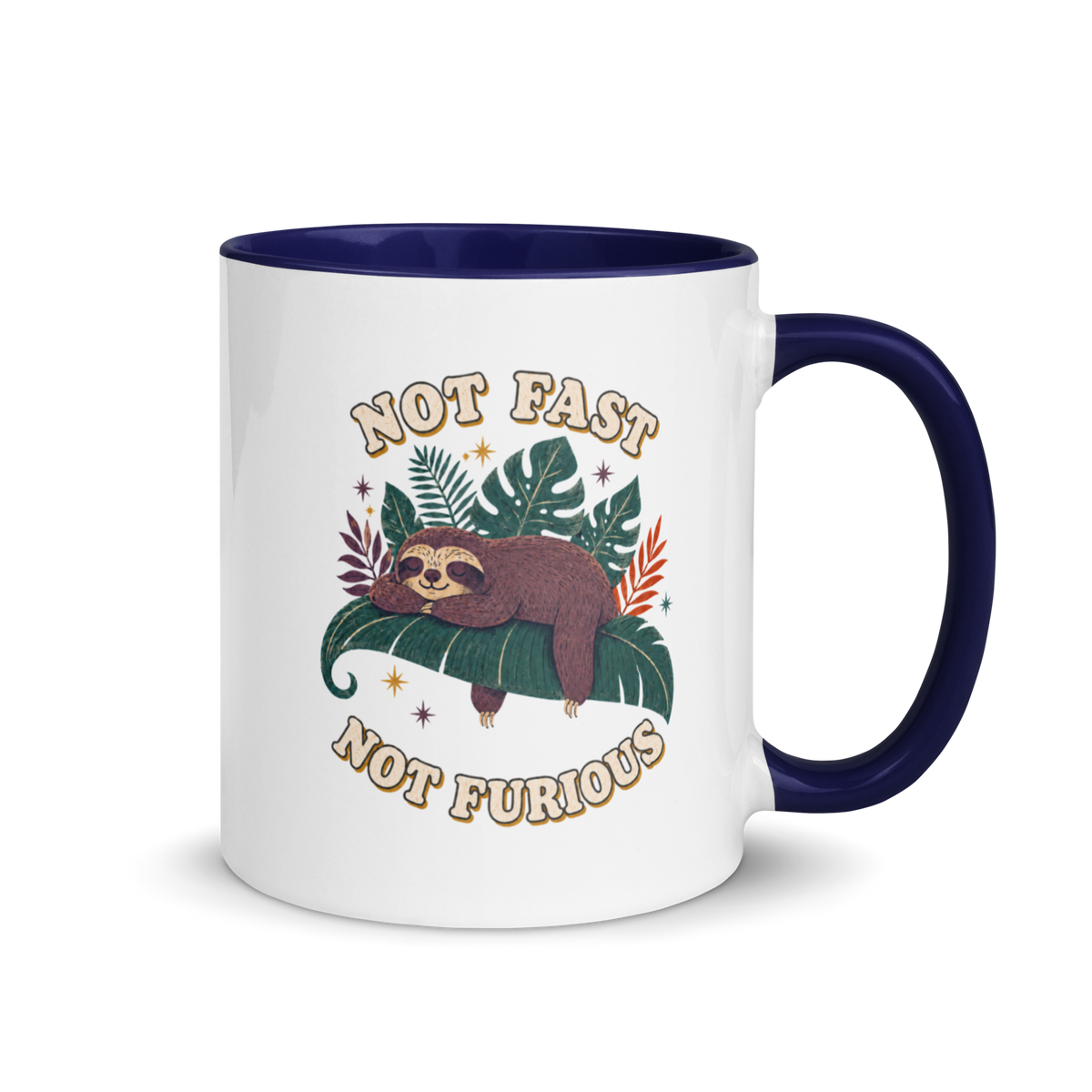 Not Fast Not Furious Colored Mug – Dark Blue 11 oz, handle on right
