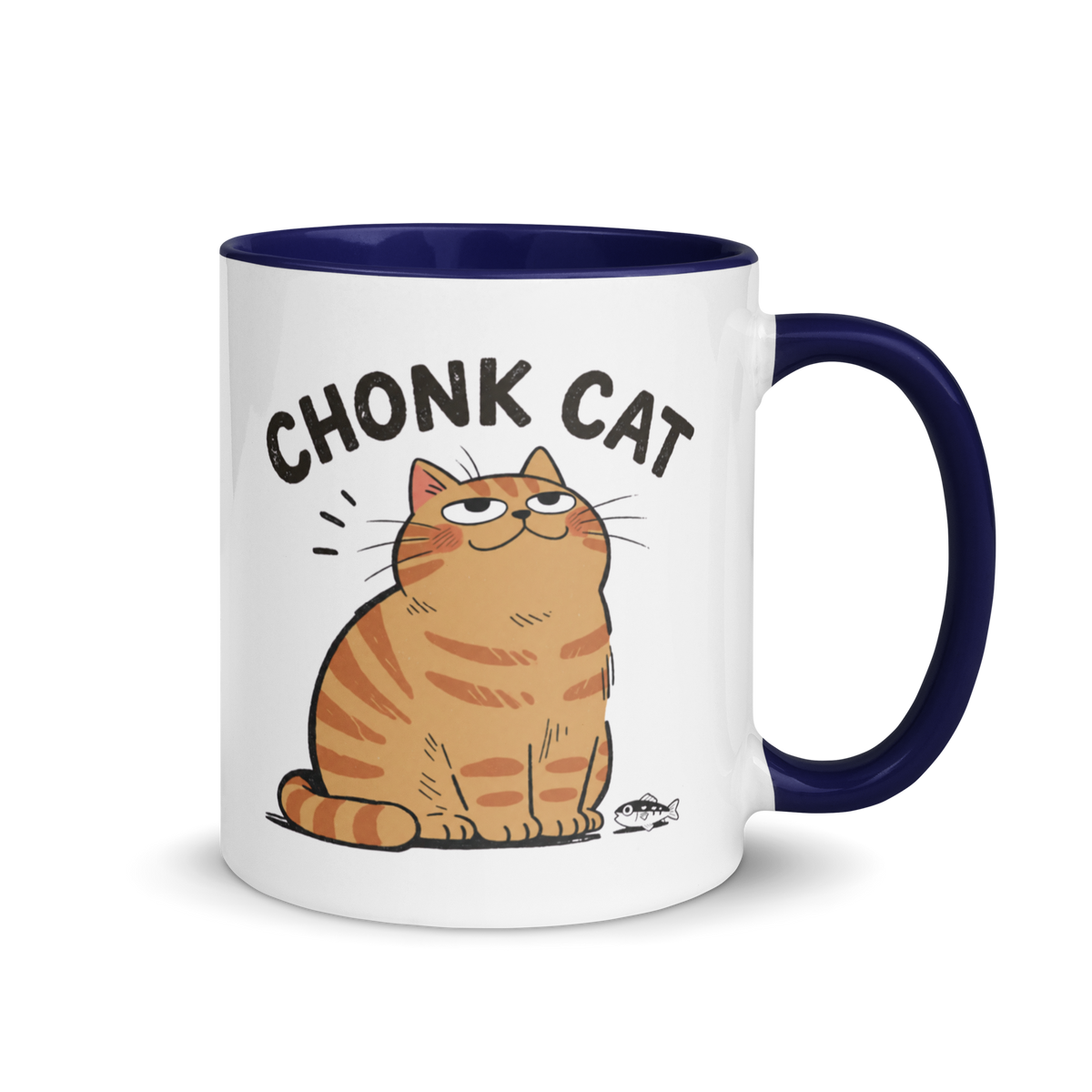 Chonk Cat Mug in Dark Blue, 11 oz, right