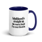 Adulthood Is the Worst Colored Mug – Dark Blue 15 oz, handle on right