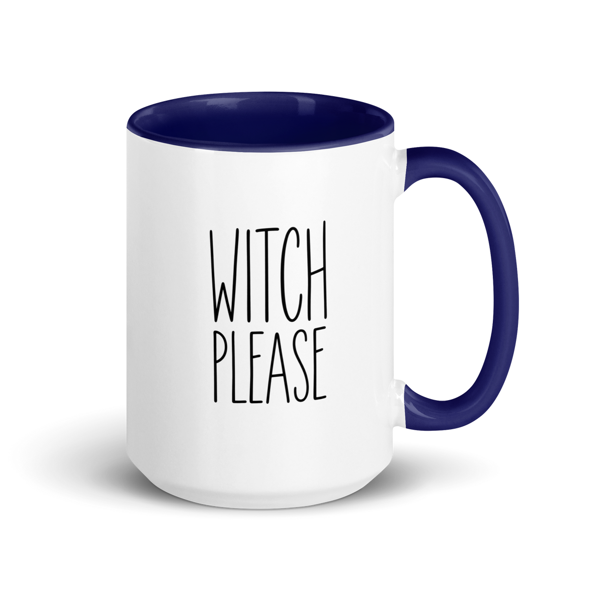 Witch, Please Colored Mug – Dark Blue 15 oz, handle on right
