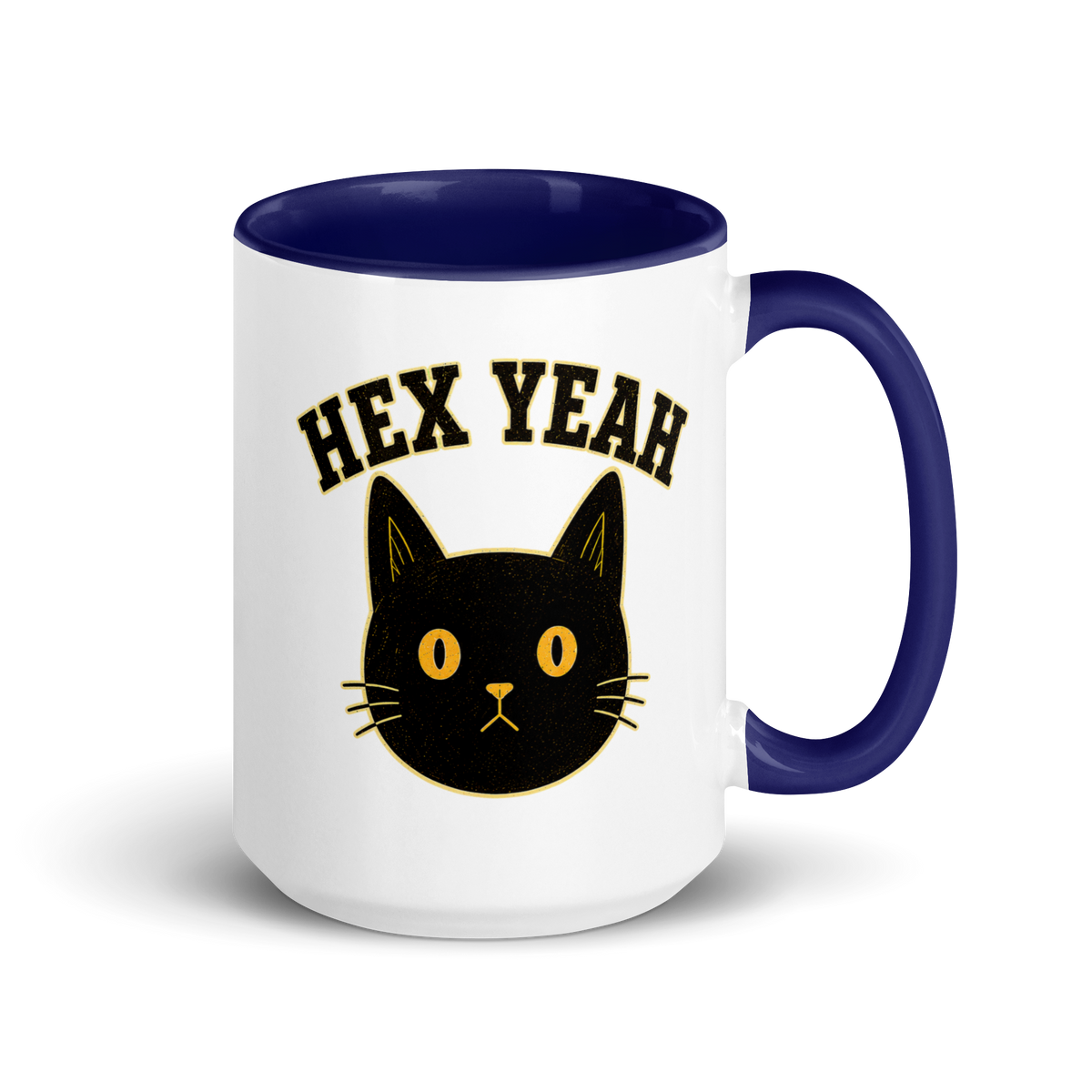 Hex Yeah Colored Mug – Dark Blue 15 oz, handle on right