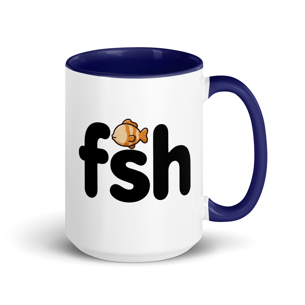 What Do You Call a Fish With No Eye? Colored Mug – Dark Blue 15 oz, handle on right