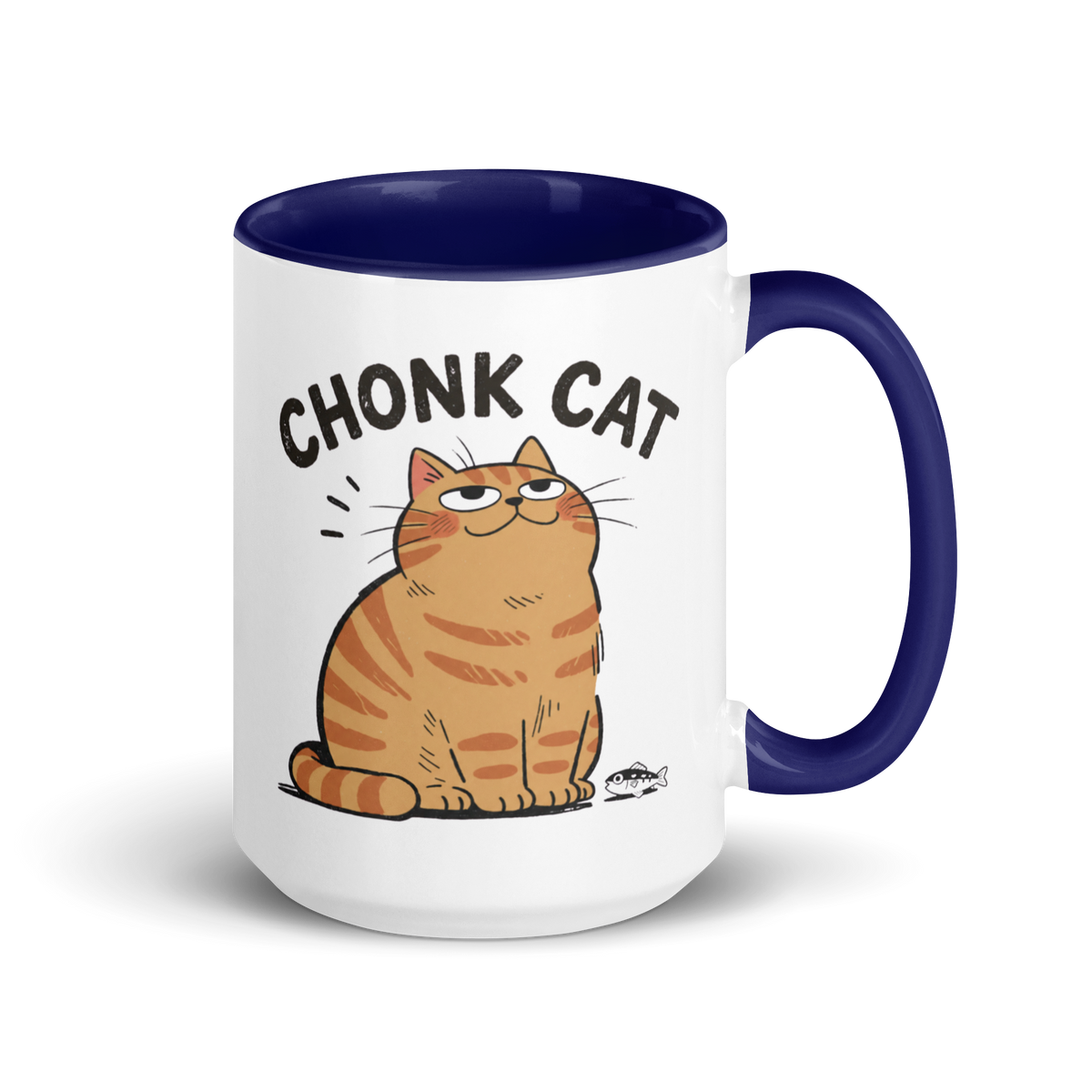 Chonk Cat Mug in Dark Blue, 15 oz, right
