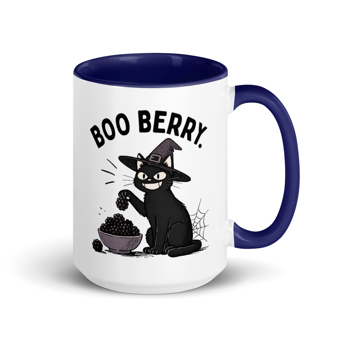 Boo Berry Mug in Dark Blue, 15 oz, right