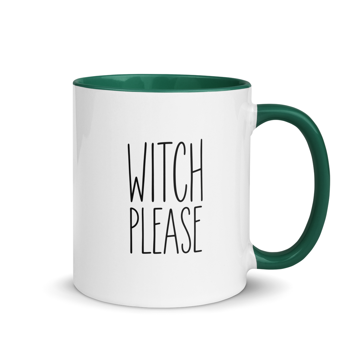 Witch, Please Colored Mug – Dark Green 11 oz, handle on right