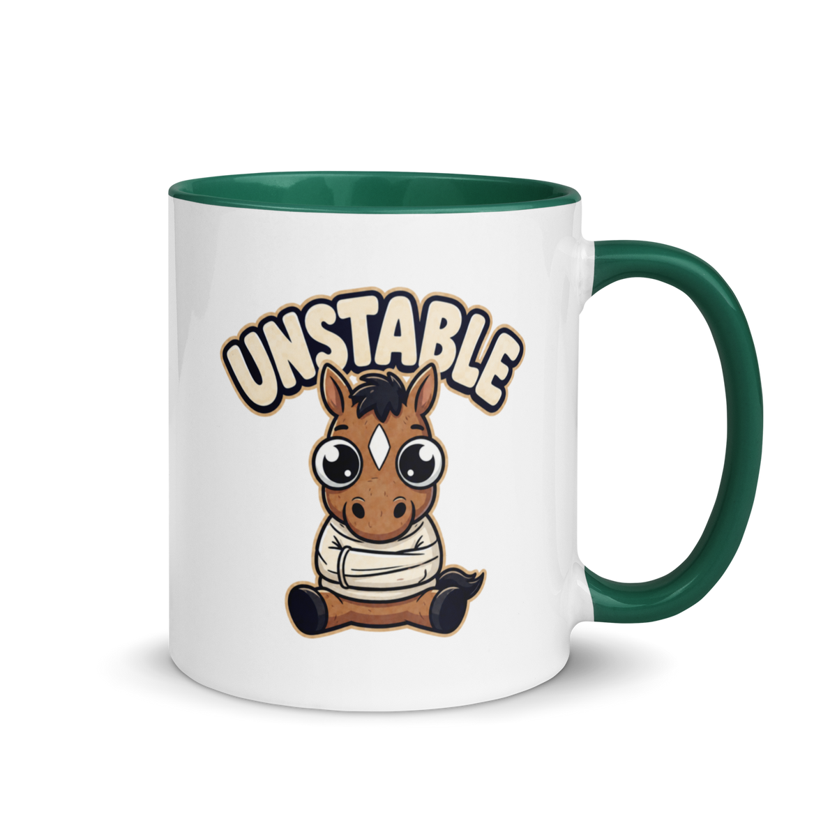 Unstable Colored Mug – Dark Green 11 oz, handle on right