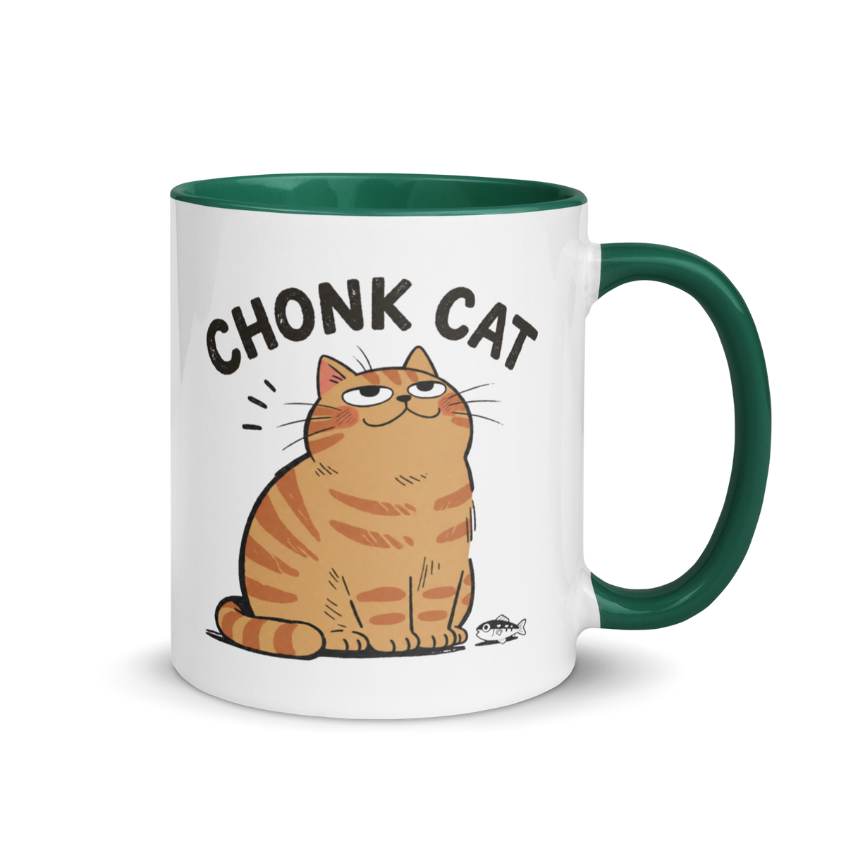 Chonk Cat Mug in Dark Green, 11 oz, right