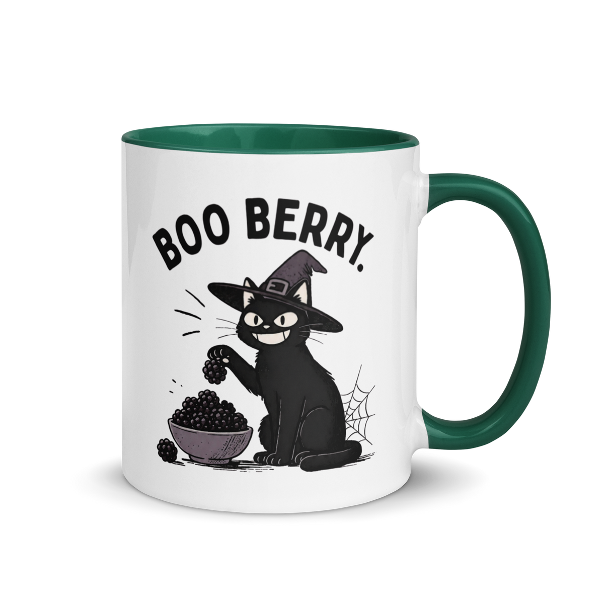 Boo Berry Mug in Dark Green, 11 oz, right