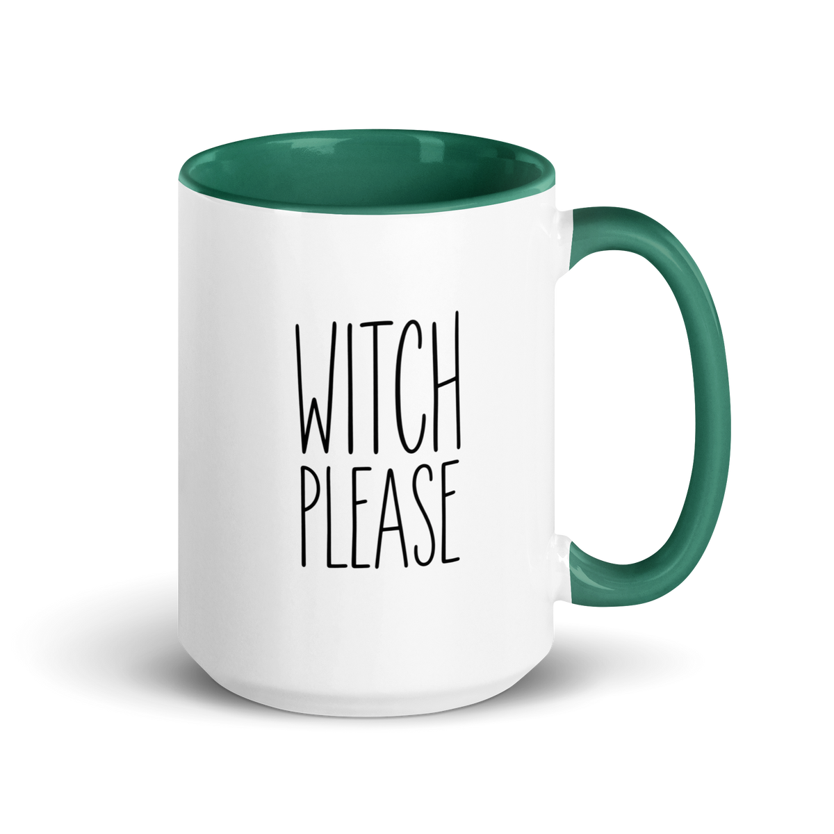 Witch, Please Colored Mug – Dark Green 15 oz, handle on right