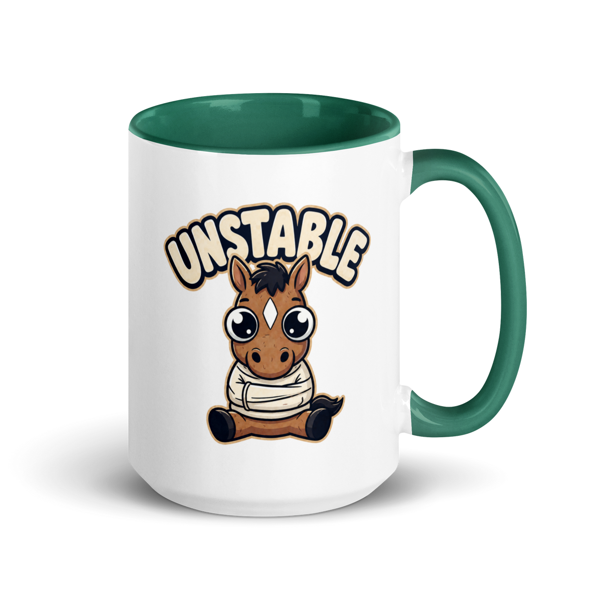 Unstable Colored Mug – Dark Green 15 oz, handle on right