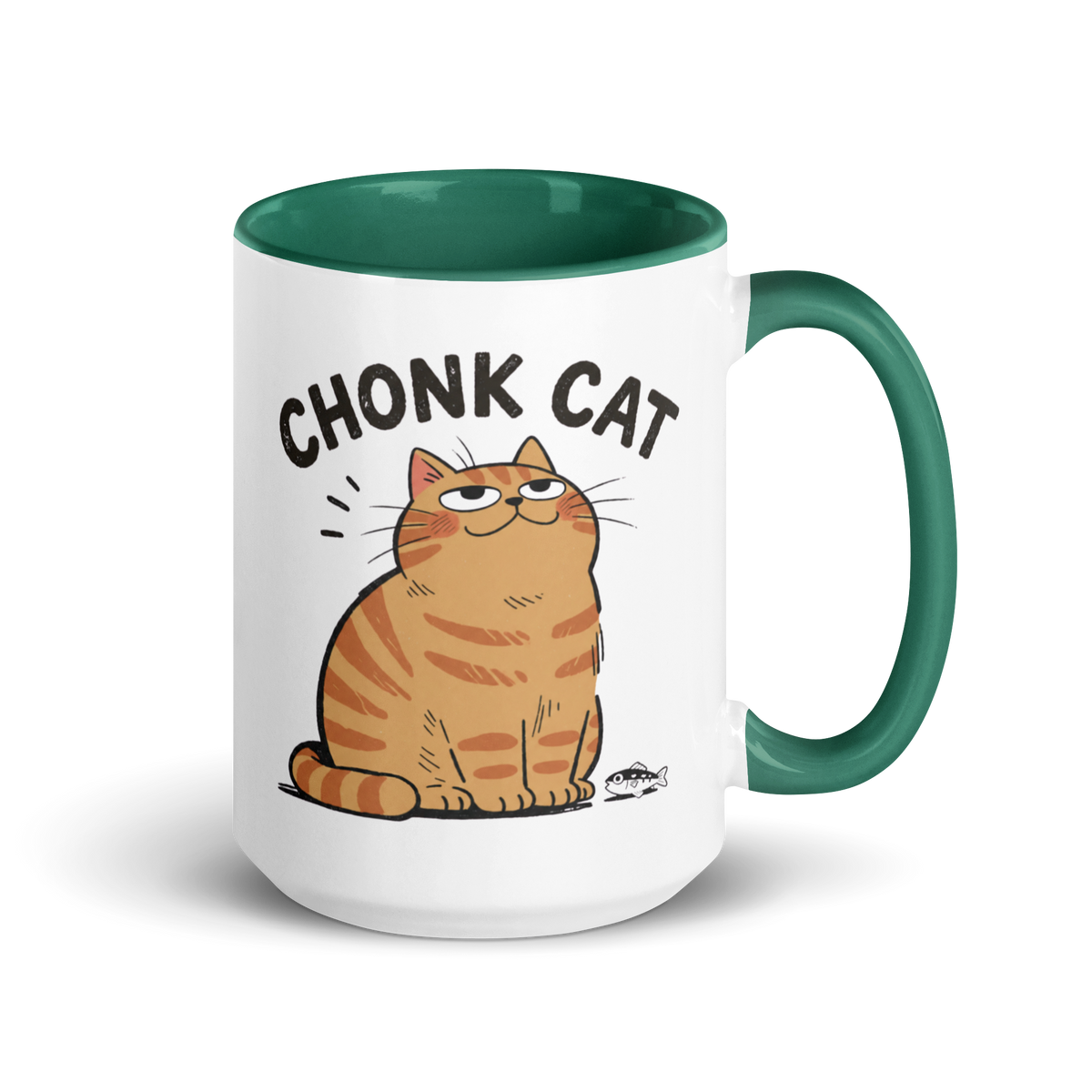 Chonk Cat Mug in Dark Green, 15 oz, right