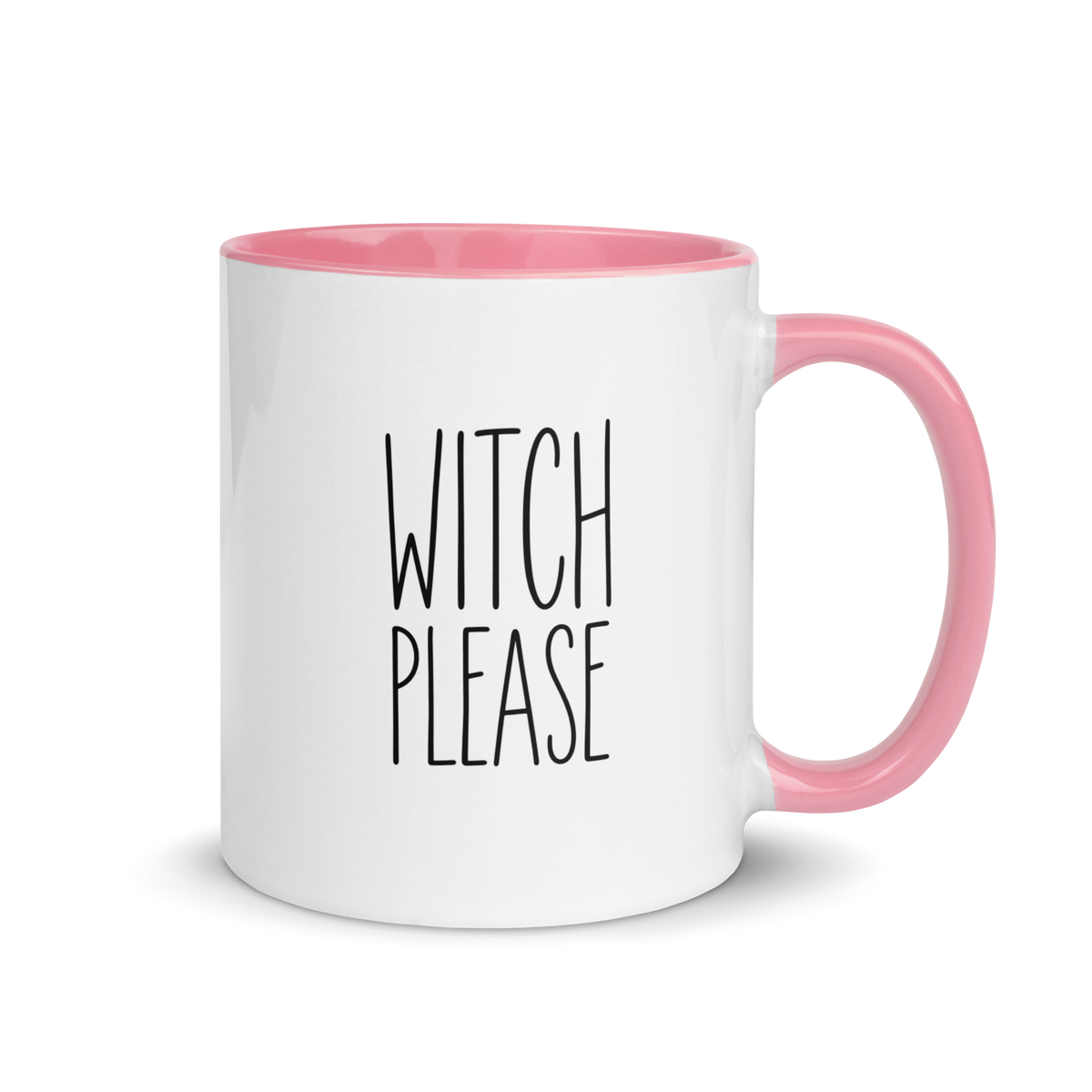 Witch, Please Colored Mug – Pink 11 oz, handle on right
