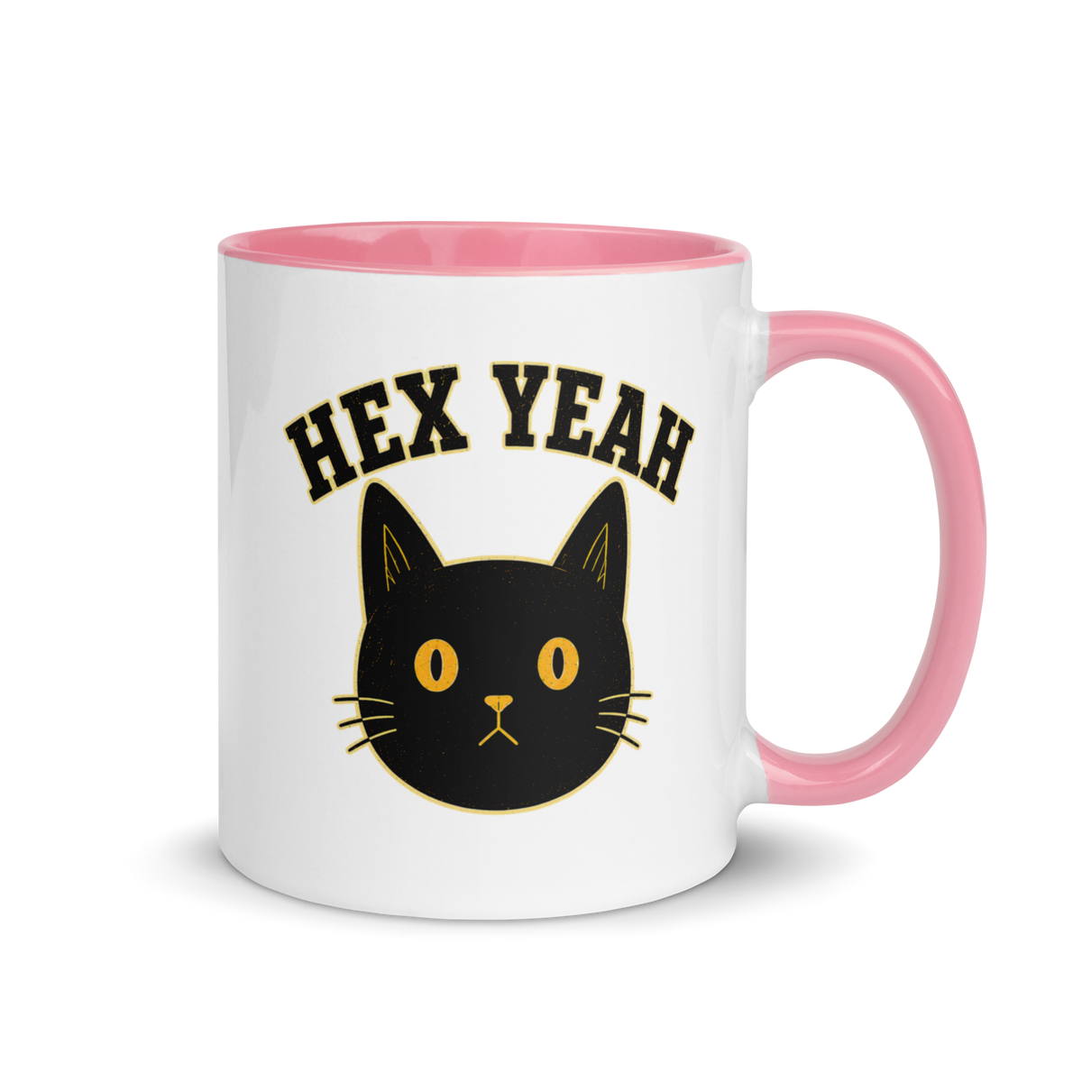 Hex Yeah Colored Mug – Pink 11 oz, handle on right