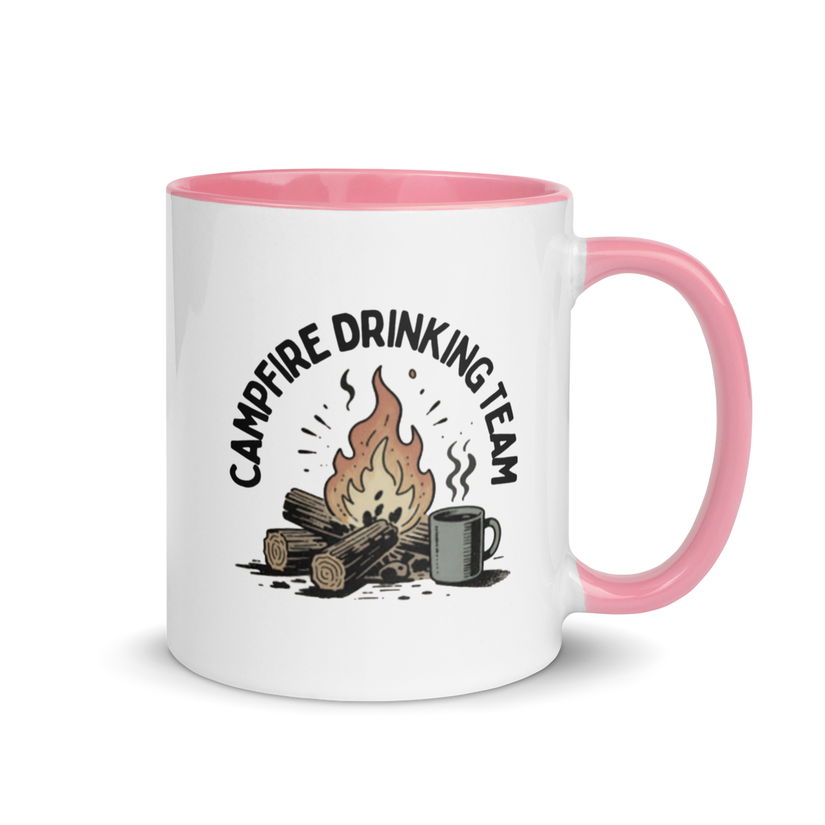 Campfire Drinking Team Colored Mug – Pink 11 oz, handle on right
