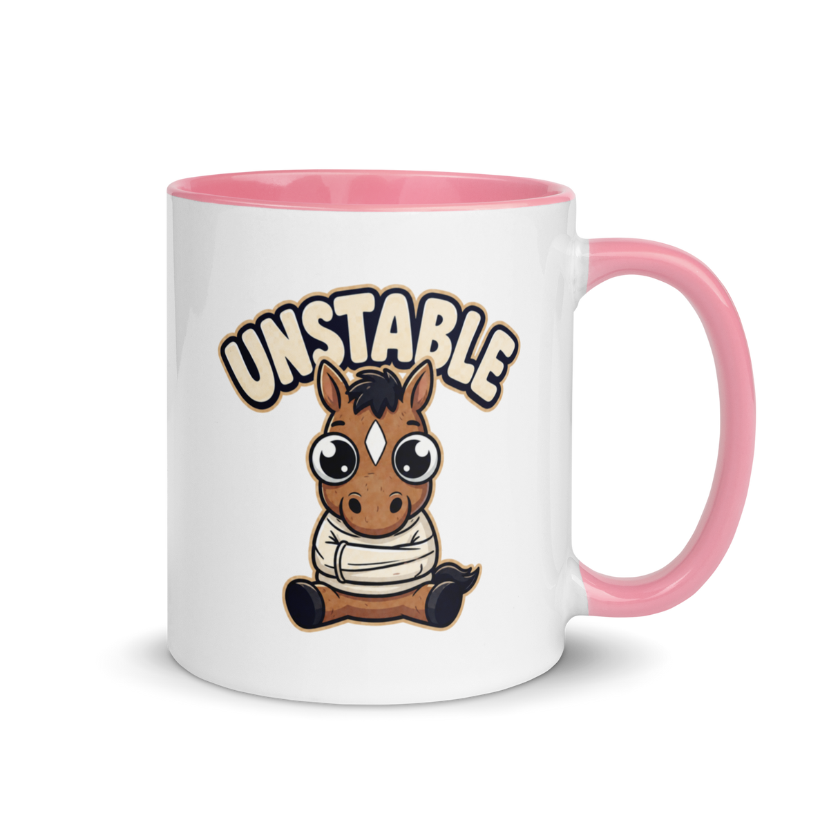 Unstable Colored Mug – Pink 11 oz, handle on right