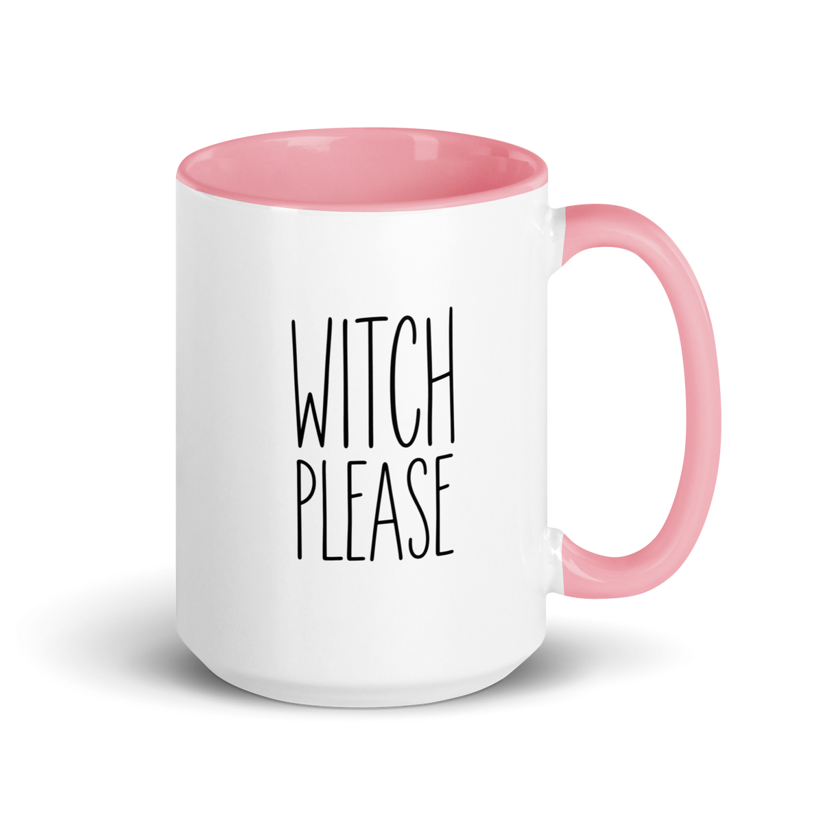 Witch, Please Colored Mug – Pink 15 oz, handle on right