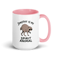Jimothy Is My Spirit Animal Colored Mug – Pink 15 oz, handle on right