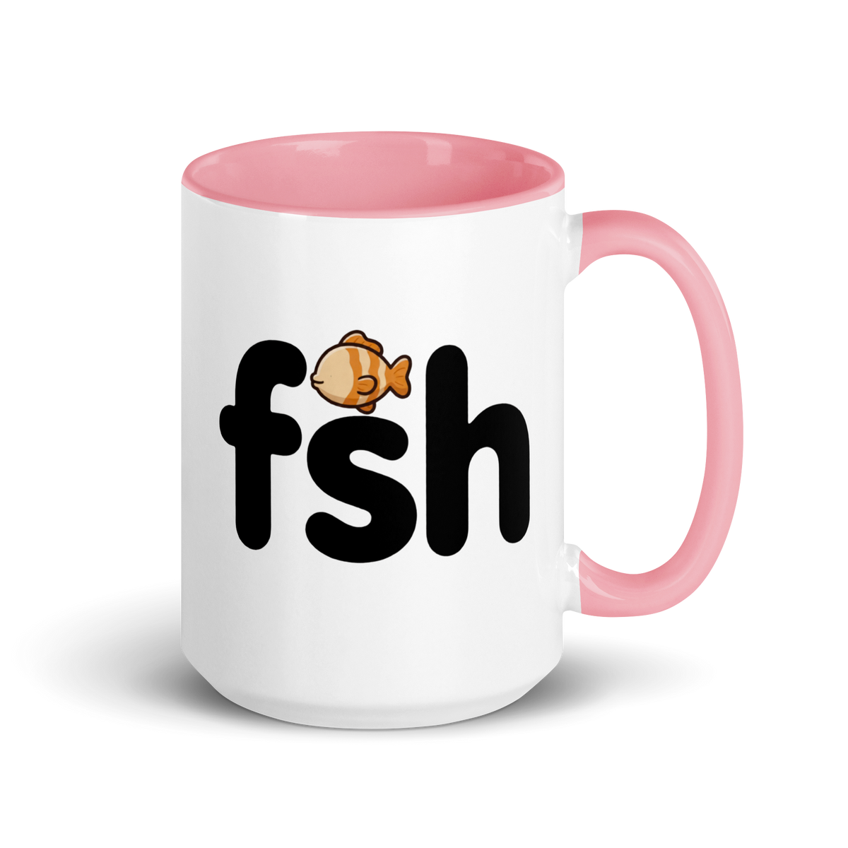 What Do You Call a Fish With No Eye? Colored Mug – Pink 15 oz, handle on right