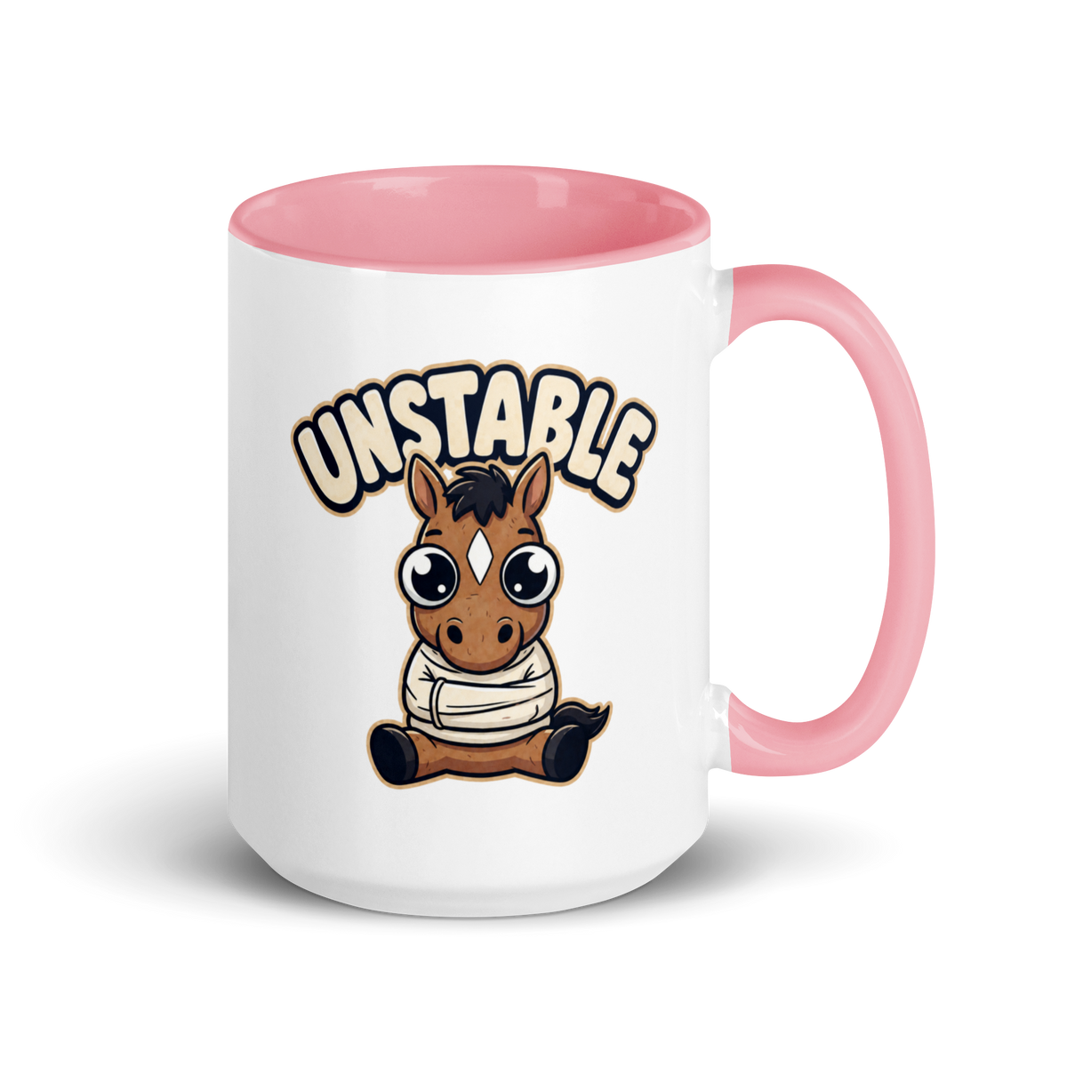 Unstable Colored Mug – Pink 15 oz, handle on right