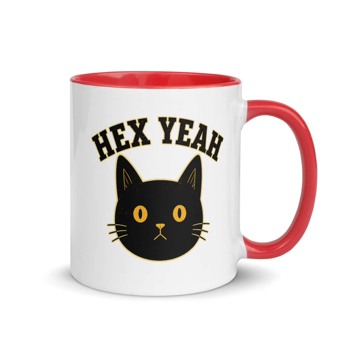 Hex Yeah Colored Mug – Red 11 oz, handle on right