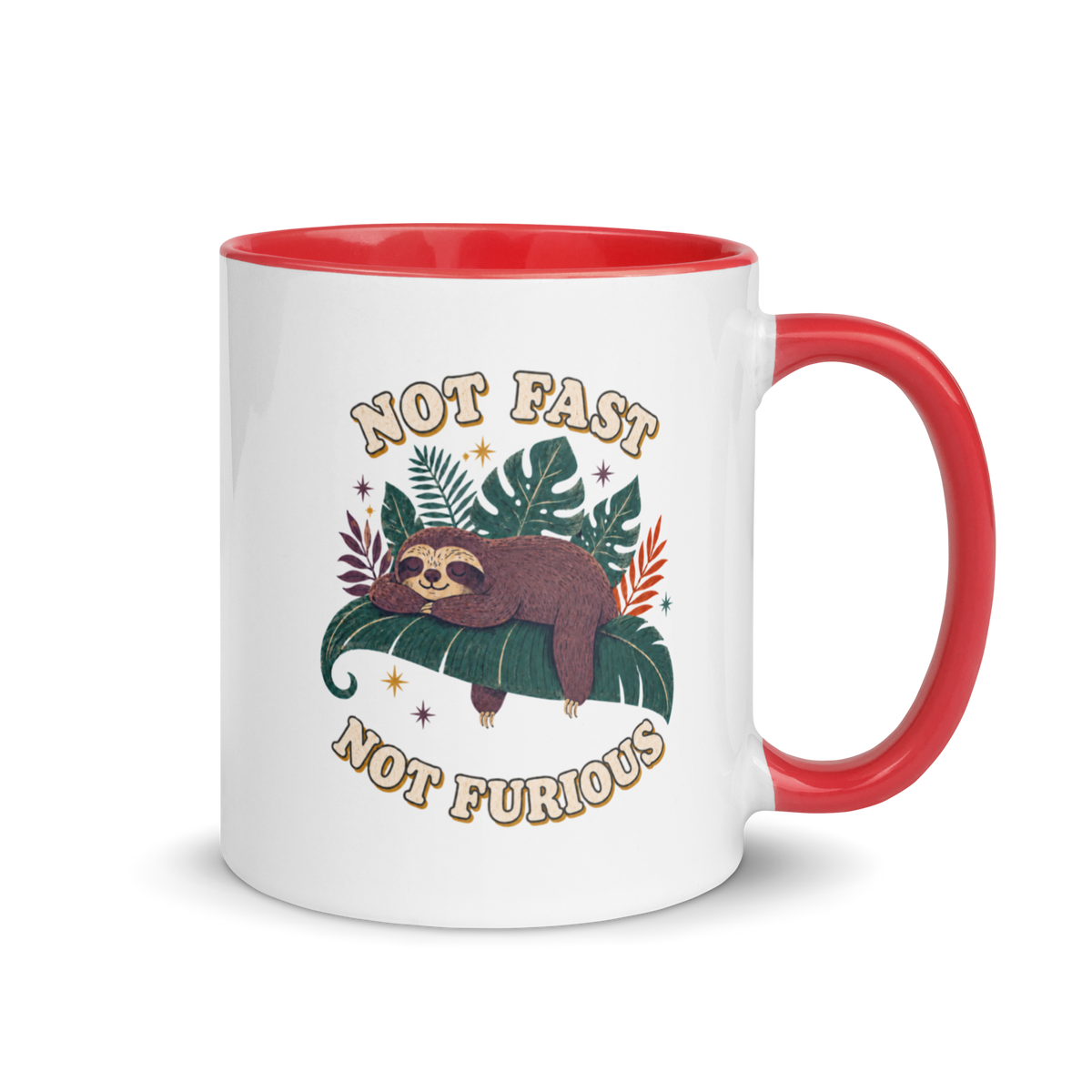 Not Fast Not Furious Colored Mug – Red 11 oz, handle on right