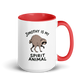 Jimothy Is My Spirit Animal Colored Mug – Red 15 oz, handle on right