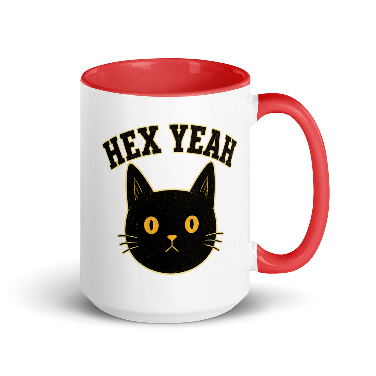 Hex Yeah Colored Mug – Red 15 oz, handle on right