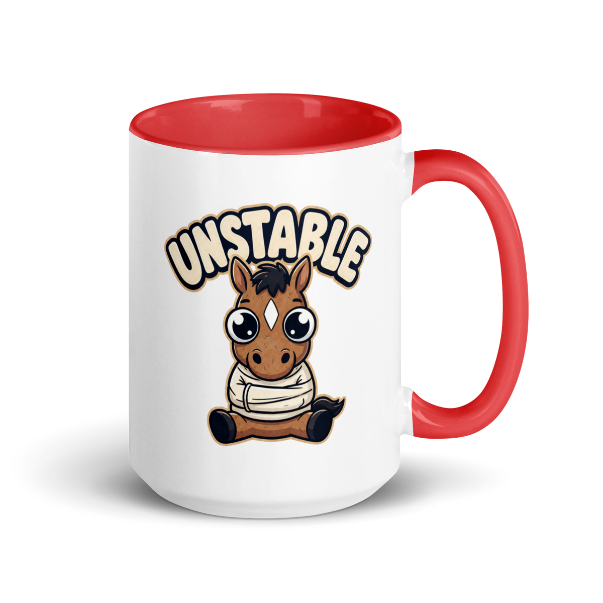 Unstable Colored Mug – Red 15 oz, handle on right