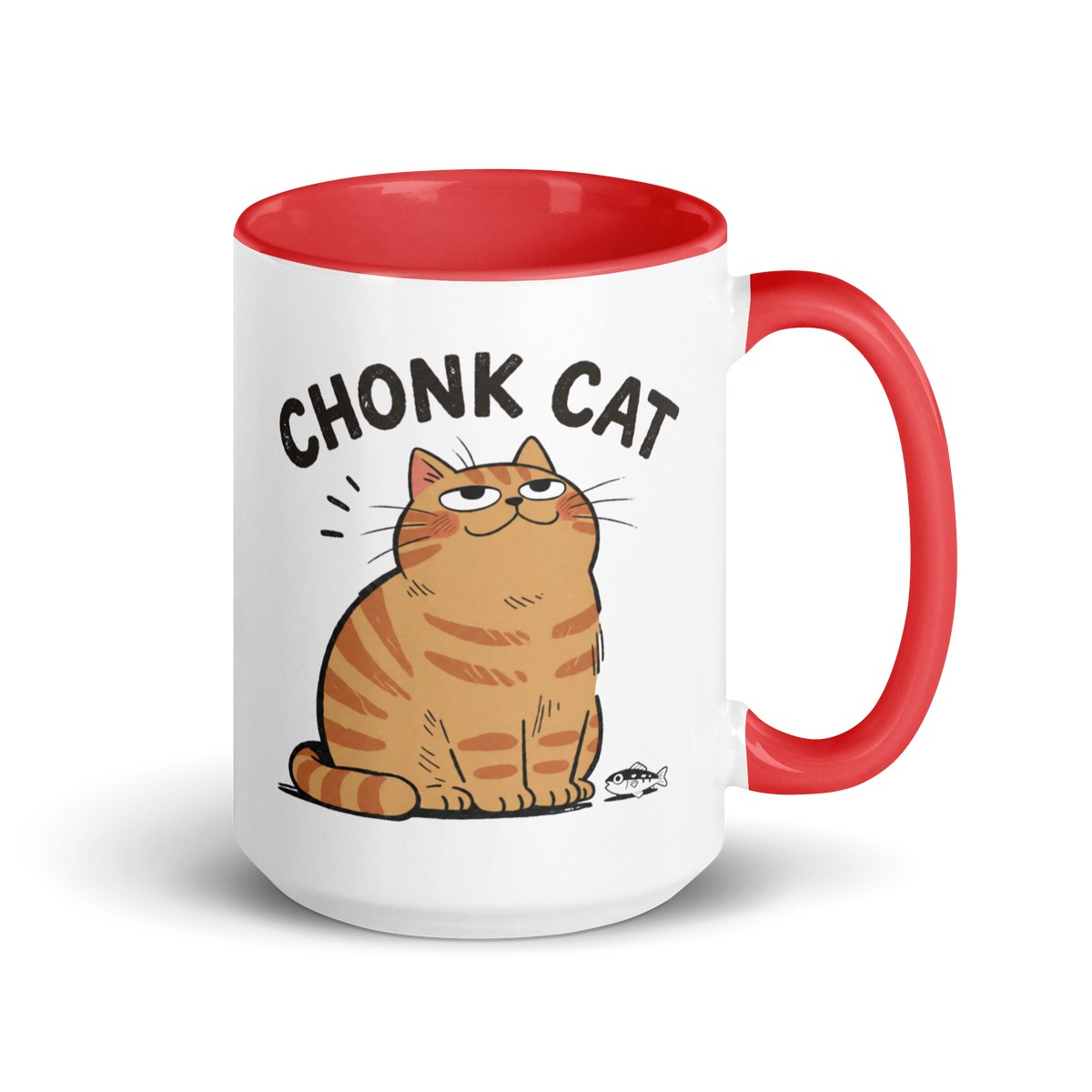 Chonk Cat Mug in Red, 15 oz, right