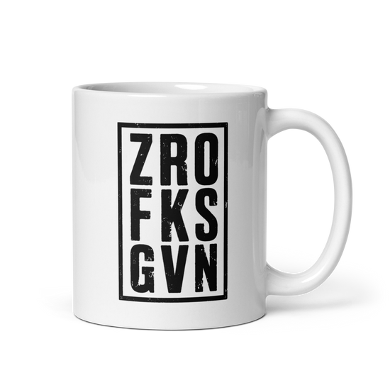 ZRO FKS GVN White Mug – 11 oz, handle on right