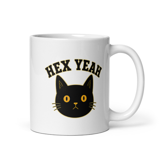Hex Yeah White Mug – 11 oz, handle on right