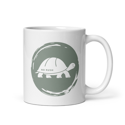 No Rush White Mug – 11 oz, handle on right