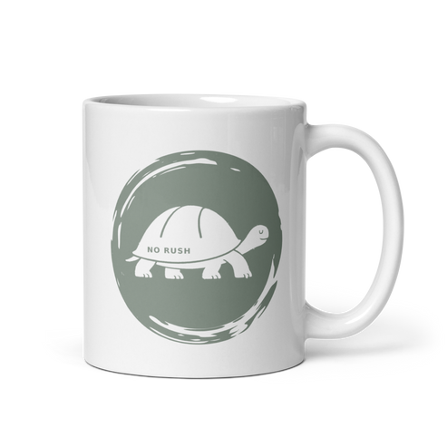 No Rush White Mug – 11 oz, handle on right