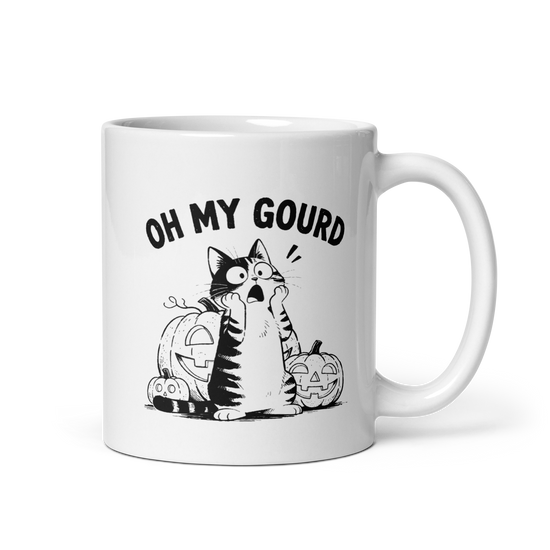 Oh My Gourd White Mug – 11 oz, handle on right