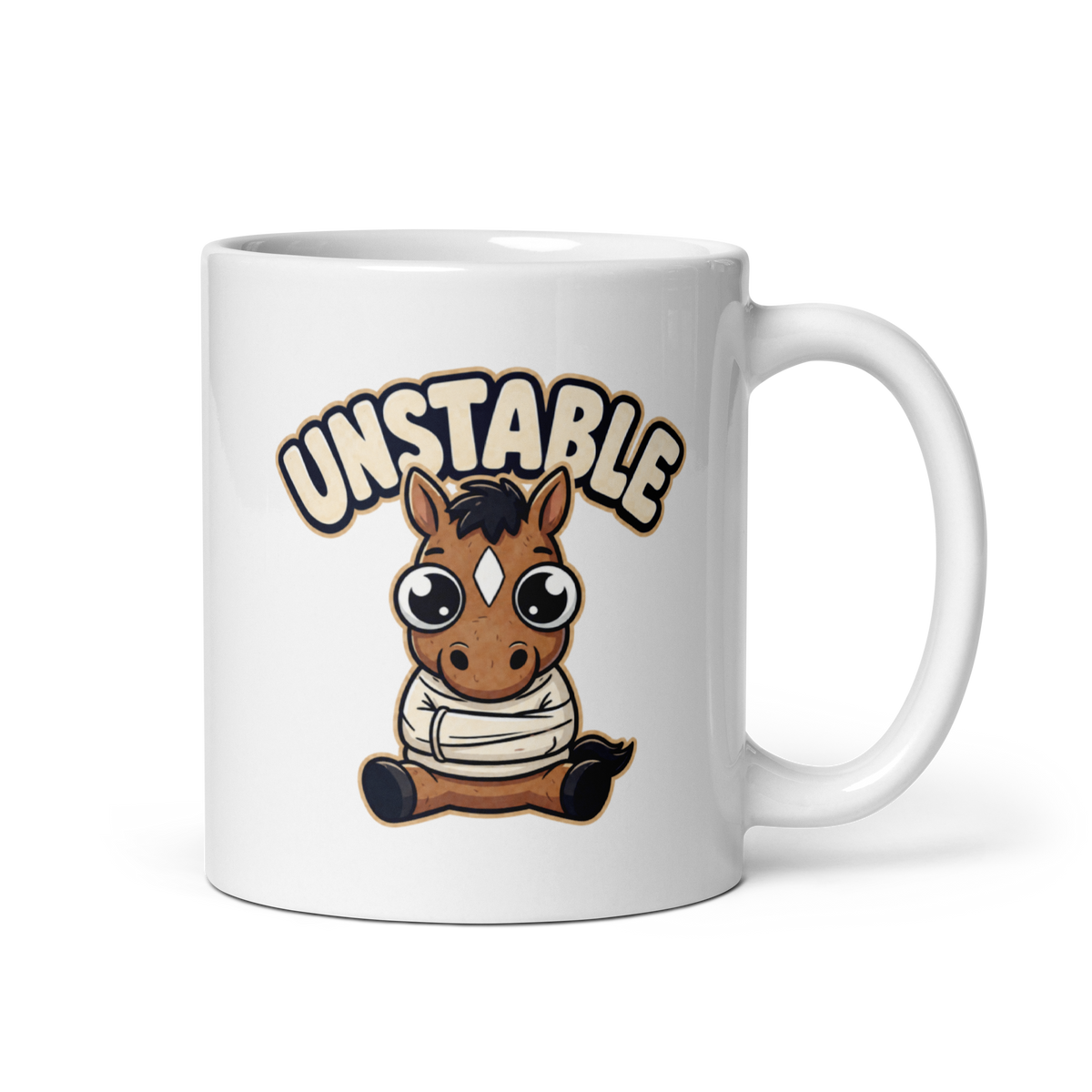 Unstable White Mug – 11 oz, handle on right