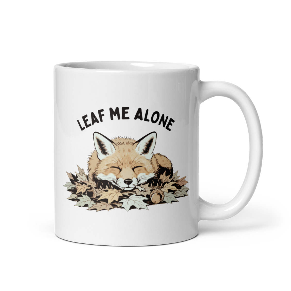 Leaf Me Alone (Fox) White Mug