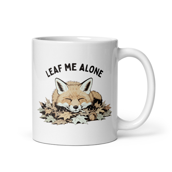 Leaf Me Alone (Fox) White Mug