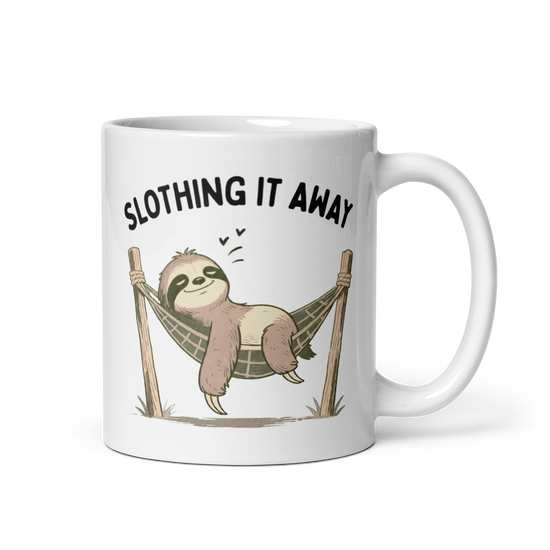Slothing It Away White Mug