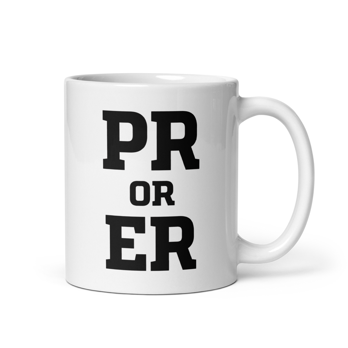 PR or ER White Mug