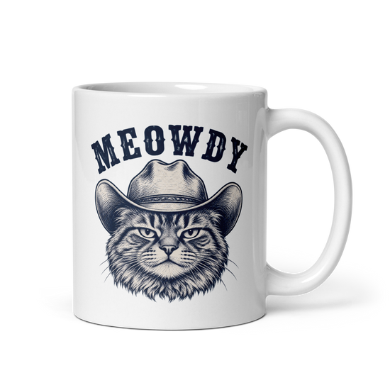 Meowdy White Mug