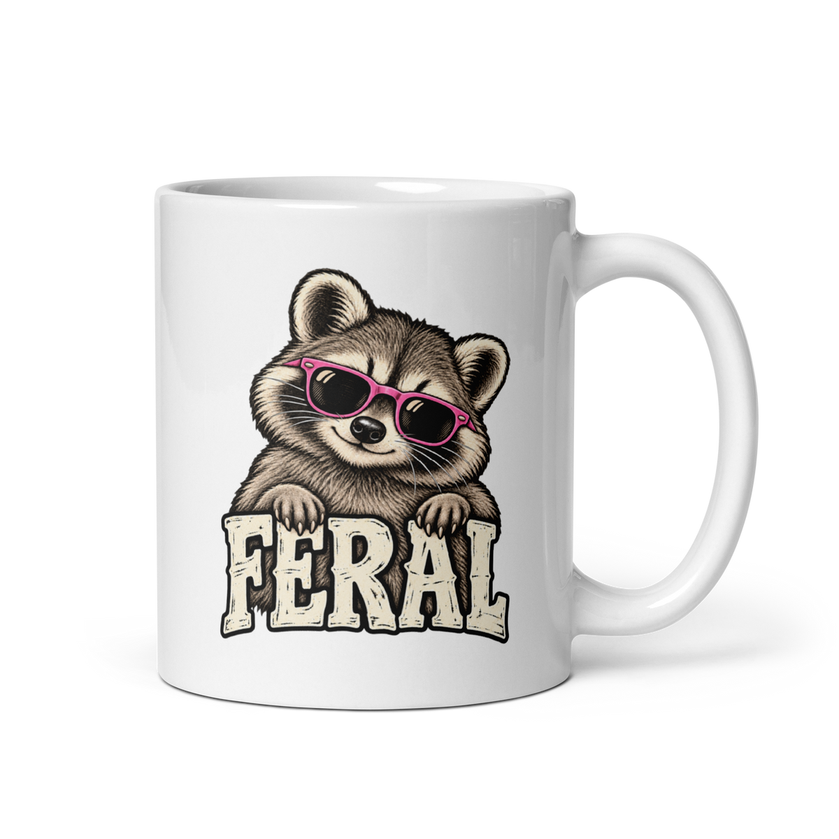 Feral Raccoon White Mug