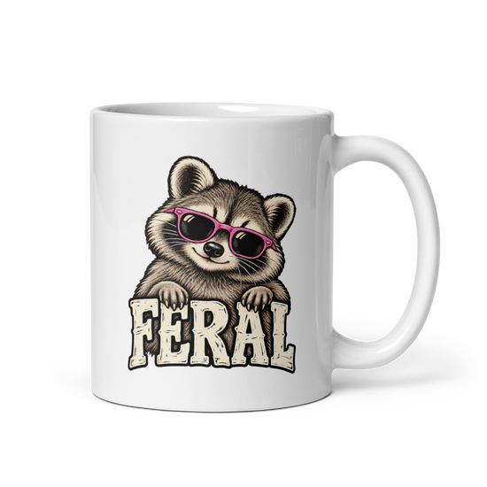 Feral Raccoon White Mug