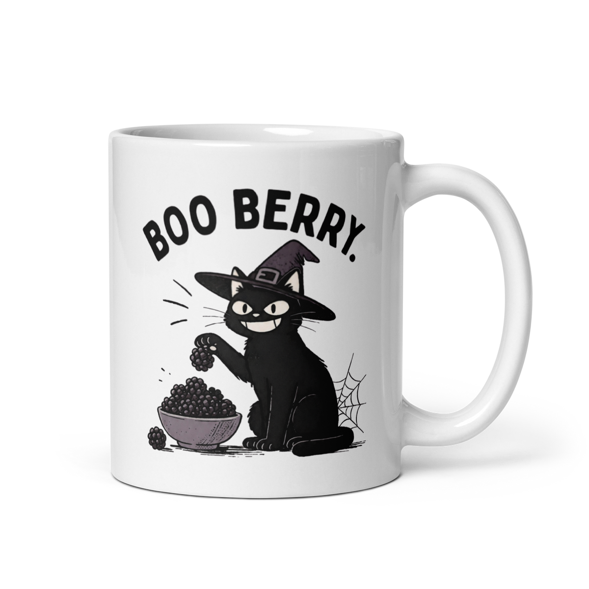 Boo Berry White Mug, 11 oz, handle on right