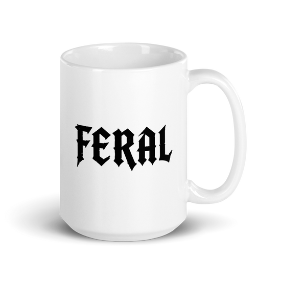 FERAL White Mug – 15 oz, handle on right