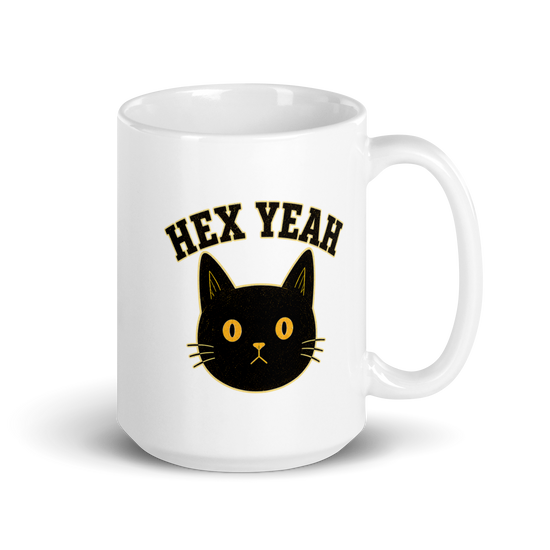 Hex Yeah White Mug – 15 oz, handle on right