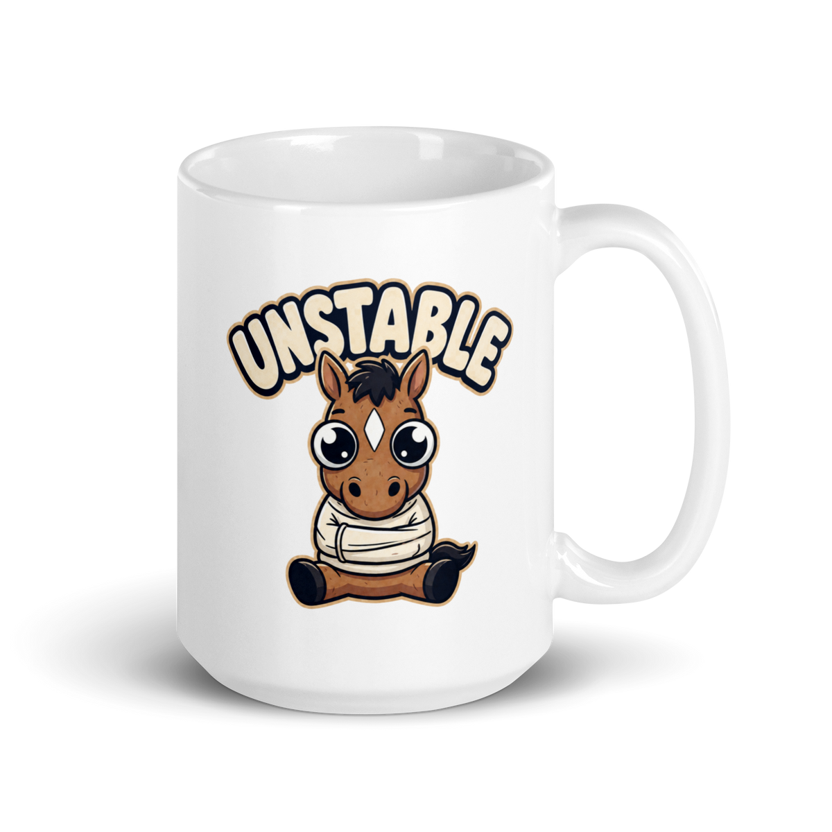 Unstable White Mug – 15 oz, handle on right