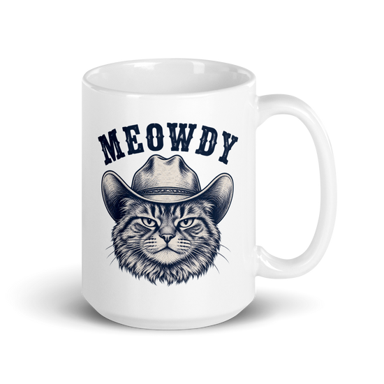 Meowdy White Mug
