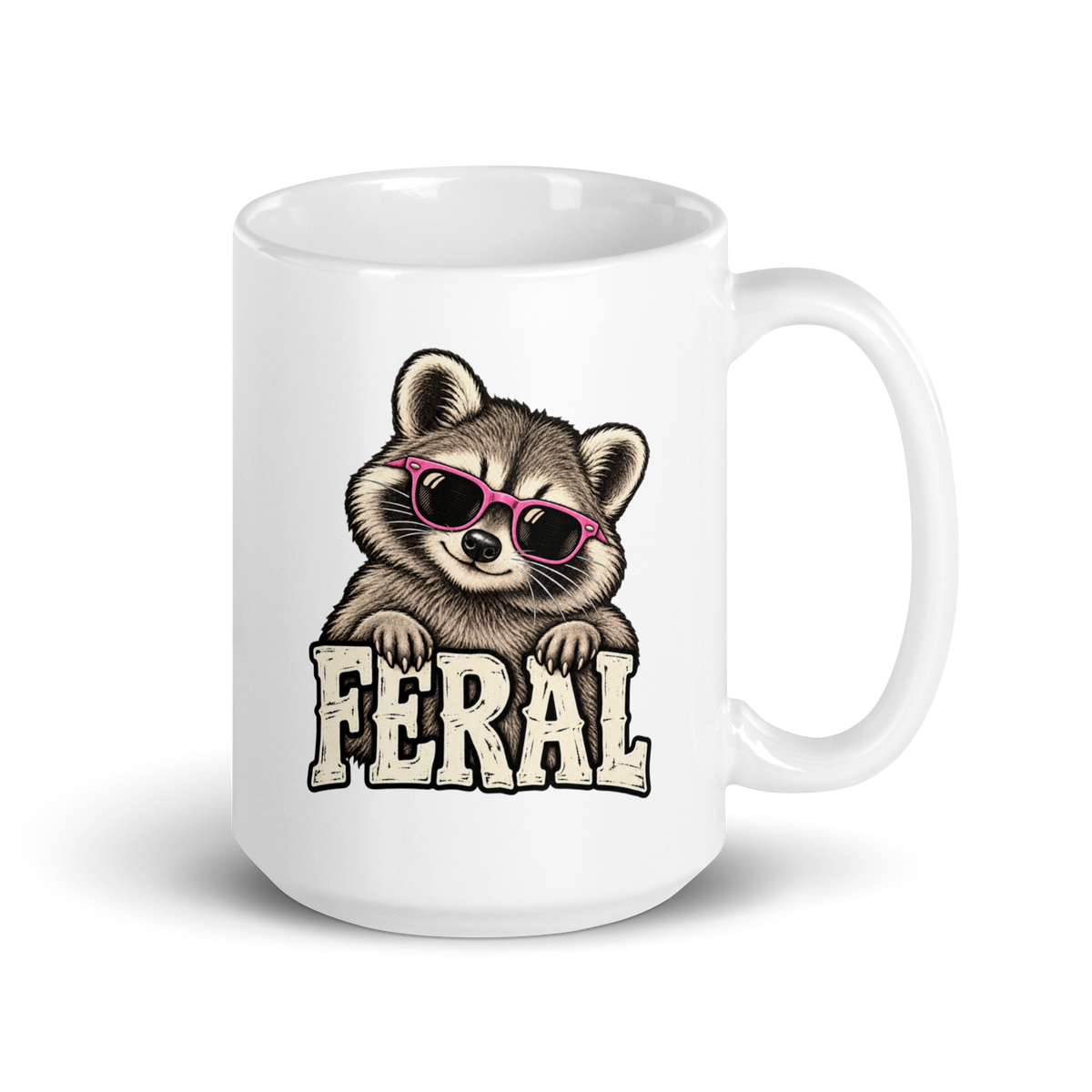 Feral Raccoon White Mug