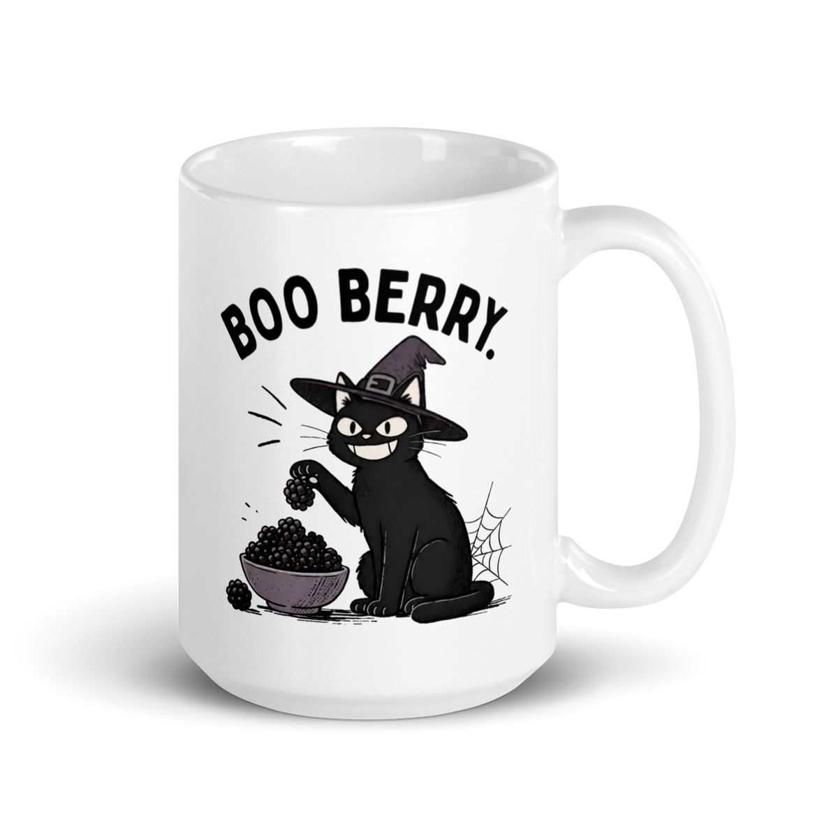 Boo Berry White Mug, 15 oz, handle on right